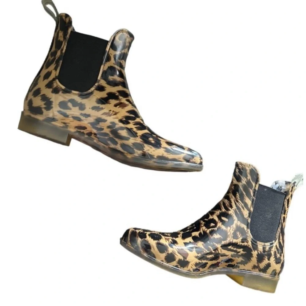 J. Crew Leopard Print Winter Rain Boots Women’s Sz 7